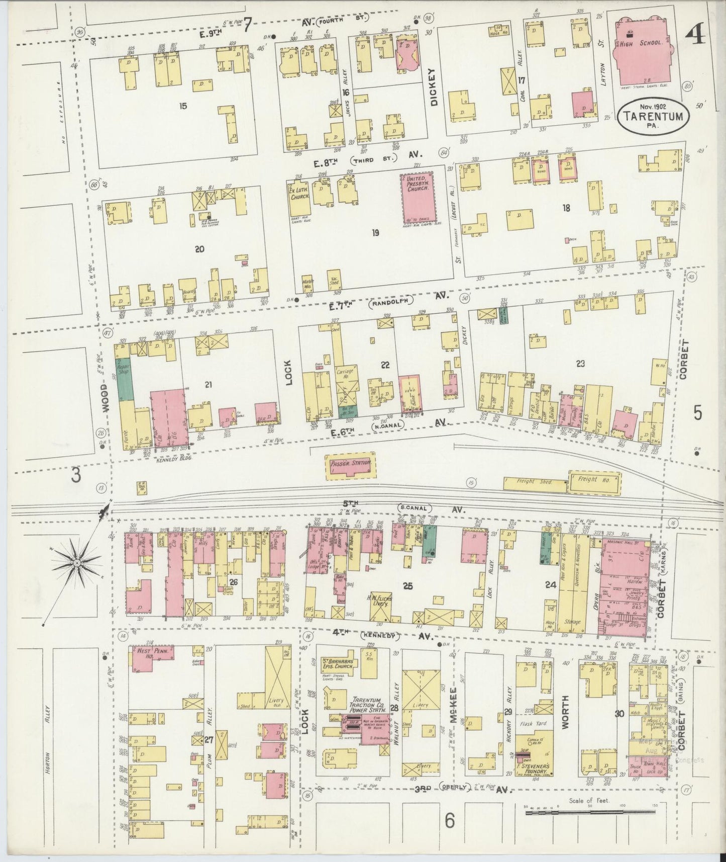Sanborn Fire Insurance Map from Tarentum, Allegheny County, Pennsylvania (1902), Sheet #0004 - Complete Map Set gallery image, historic Sanborn map, vintage wall art, Pennsylvania Pennsylvania