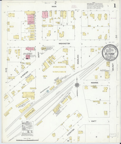 Sanborn Fire Insurance Map from Altona, Knox County, Illinois (1910), Sheet #0001 - Complete Map Set gallery image, historic Sanborn map, vintage wall art, Illinois Illinois
