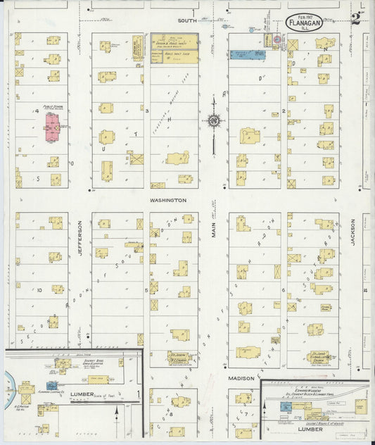 Sanborn Fire Insurance Map from Flanagan, Livingston County, Illinois (1917), Sheet #0002 - Historic Sanborn Fire Insurance Map Print, vintage old map wall art, antique decor, genealogy gift, Illinois Illinois map