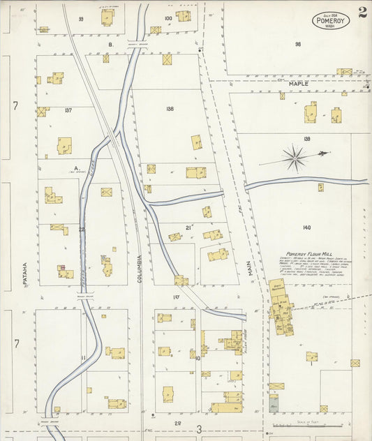 Sanborn Fire Insurance Map from Pomeroy, Garfield County, Washington (1904), Sheet #0002 - Historic Sanborn Fire Insurance Map Print, vintage old map wall art, antique decor, genealogy gift, Washington Washington map