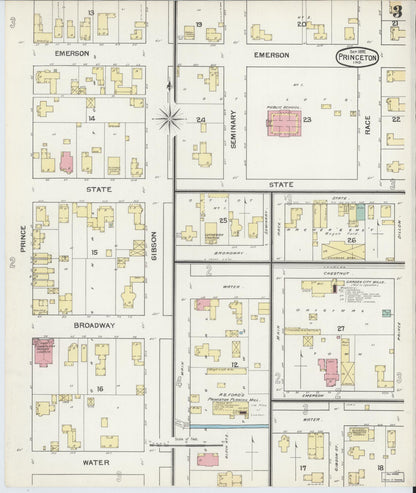 Sanborn Fire Insurance Map from Princeton, Gibson County, Indiana (1892), Sheet #0003 - Complete Map Set gallery image, historic Sanborn map, vintage wall art, Indiana Indiana