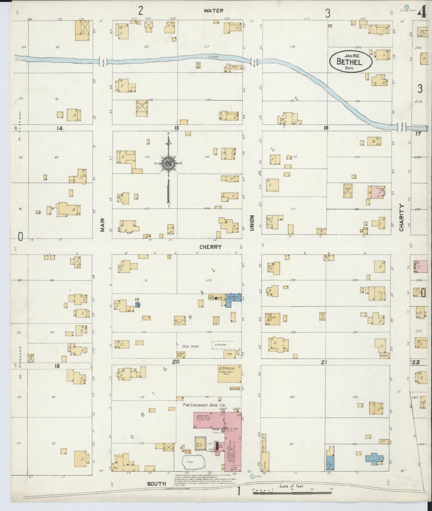 Sanborn Fire Insurance Map from Bethel, Clermont County, Ohio (1912), Sheet #0004 - Historic Sanborn Fire Insurance Map Print, vintage old map wall art, antique decor, genealogy gift, Ohio Ohio map