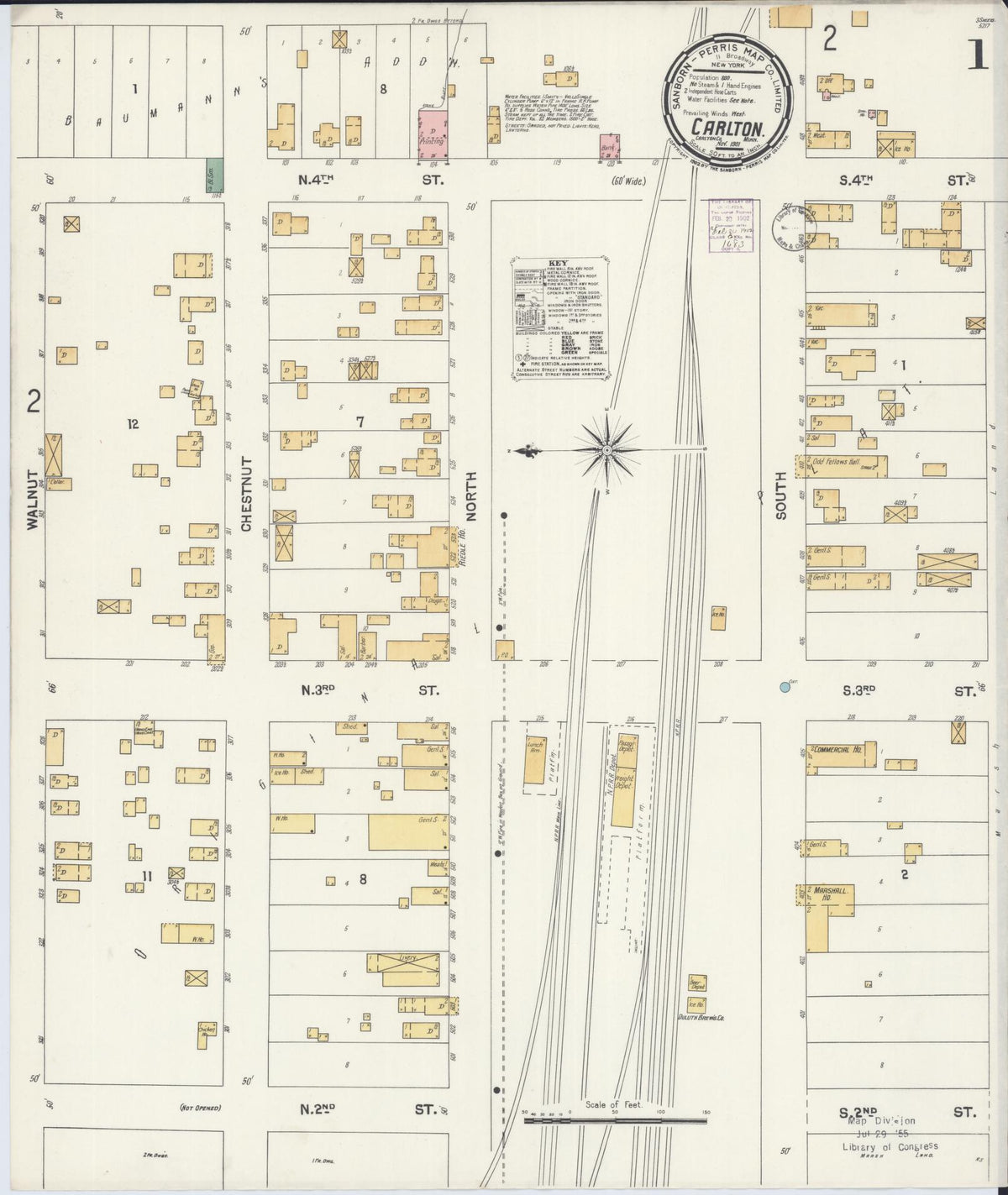 Sanborn Fire Insurance Map from Carlton, Carlton County, Minnesota (1901), Sheet #0001 - Historic Sanborn Fire Insurance Map Print, vintage old map wall art, antique decor, genealogy gift, Minnesota Minnesota map