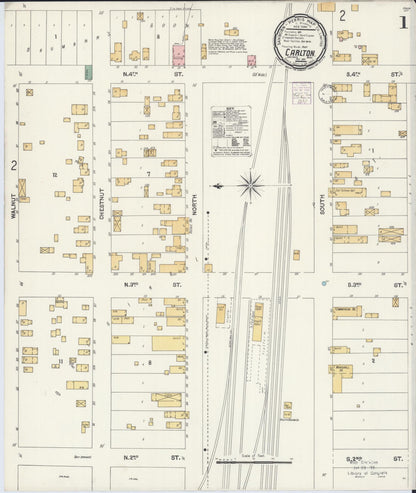 Sanborn Fire Insurance Map from Carlton, Carlton County, Minnesota (1901), Sheet #0001 - Historic Sanborn Fire Insurance Map Print, vintage old map wall art, antique decor, genealogy gift, Minnesota Minnesota map