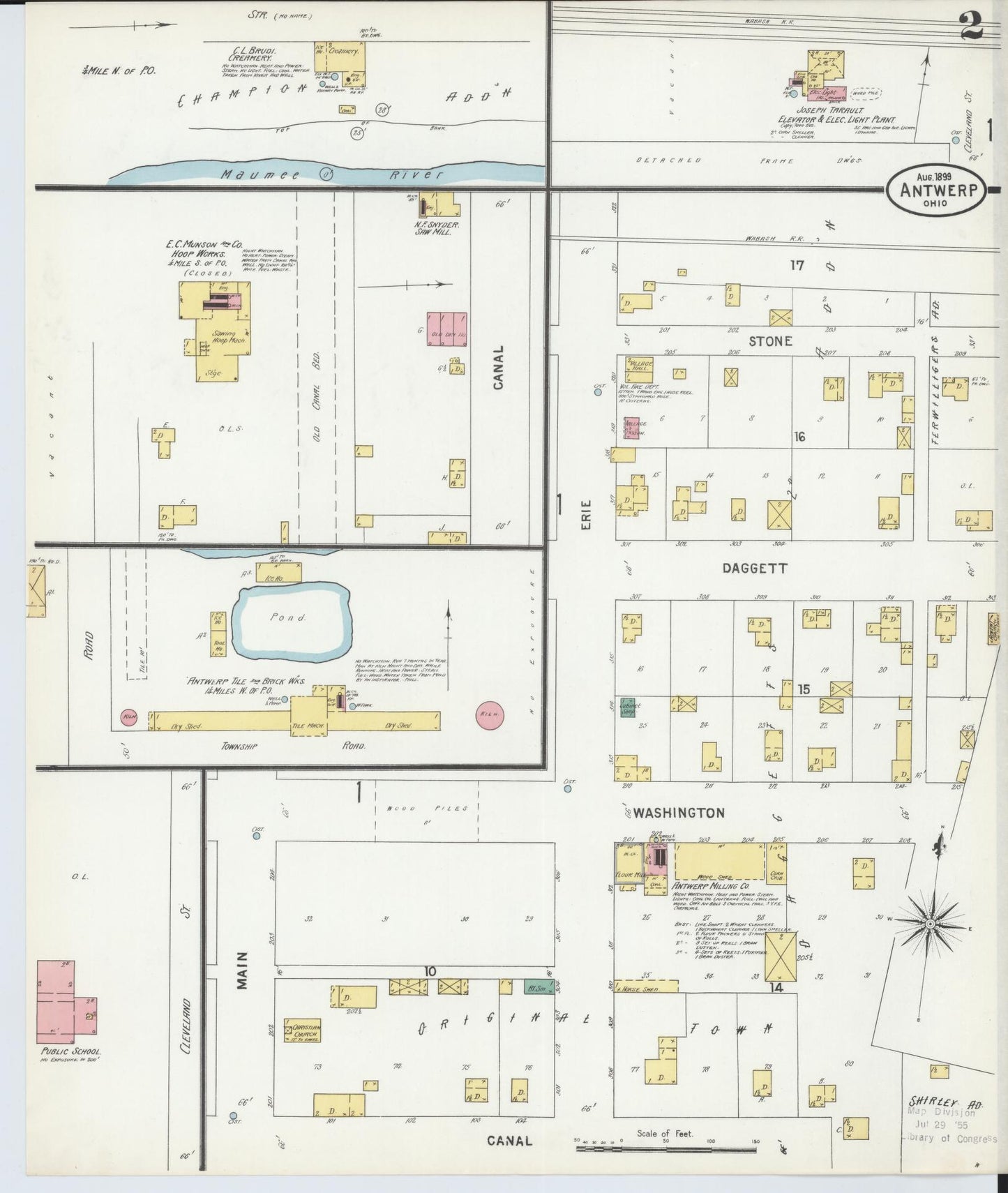 Sanborn Fire Insurance Map from Antwerp, Paulding County, Ohio (1899), Sheet #0002 - Historic Sanborn Fire Insurance Map Print, vintage old map wall art, antique decor, genealogy gift, Ohio Ohio map