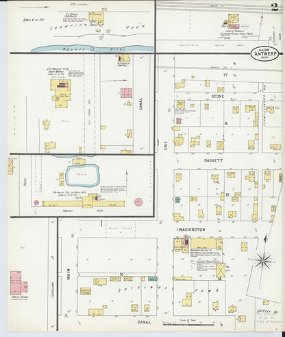 Sanborn Fire Insurance Map from Antwerp, Paulding County, Ohio (1899), Sheet #0002 - Historic Sanborn Fire Insurance Map Print, vintage old map wall art, antique decor, genealogy gift, Ohio Ohio map