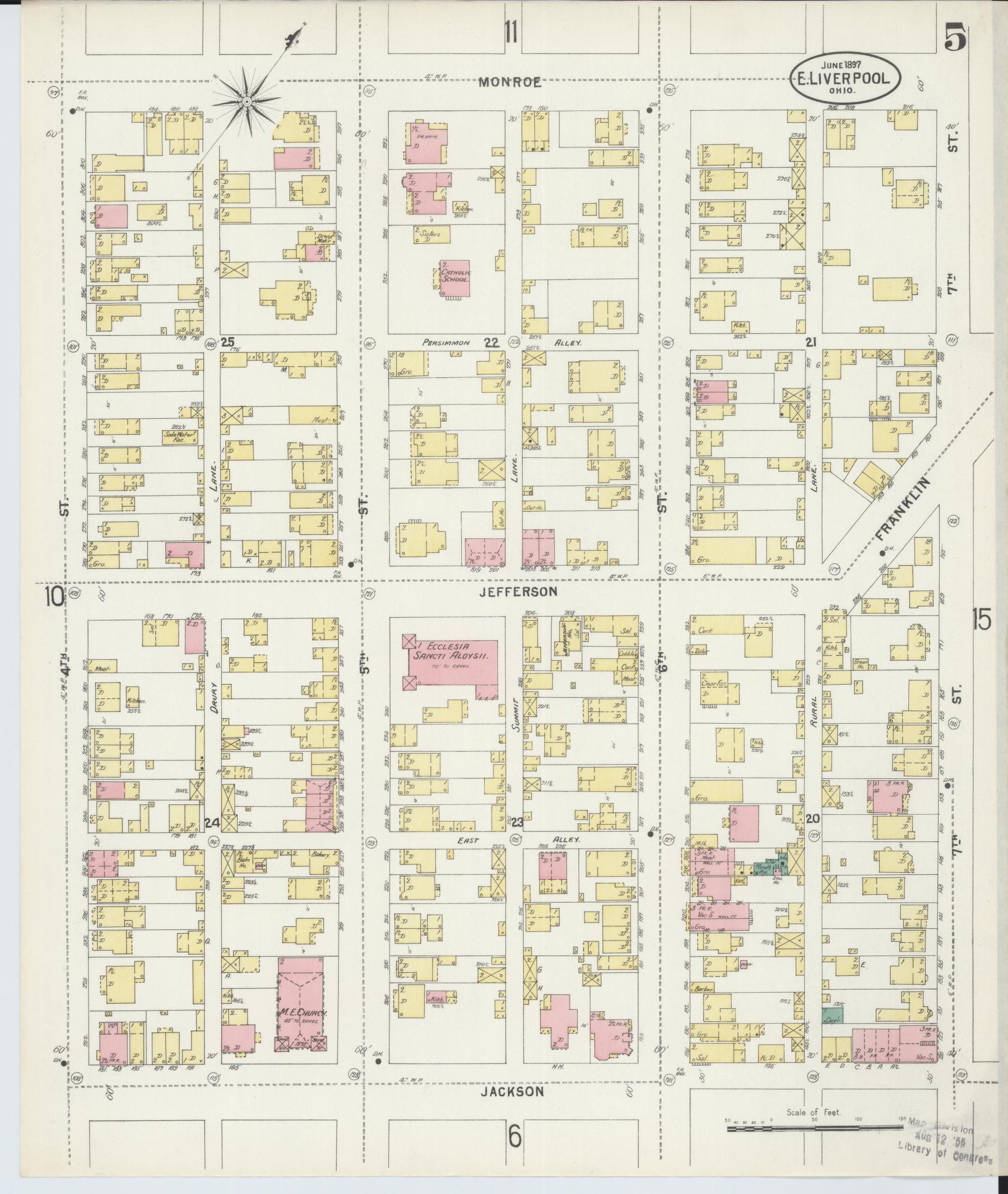 Sanborn Fire Insurance Map from East Liverpool, Columbiana County, Ohio (1897), Sheet #0005 - Complete Map Set gallery image, historic Sanborn map, vintage wall art, Ohio Ohio