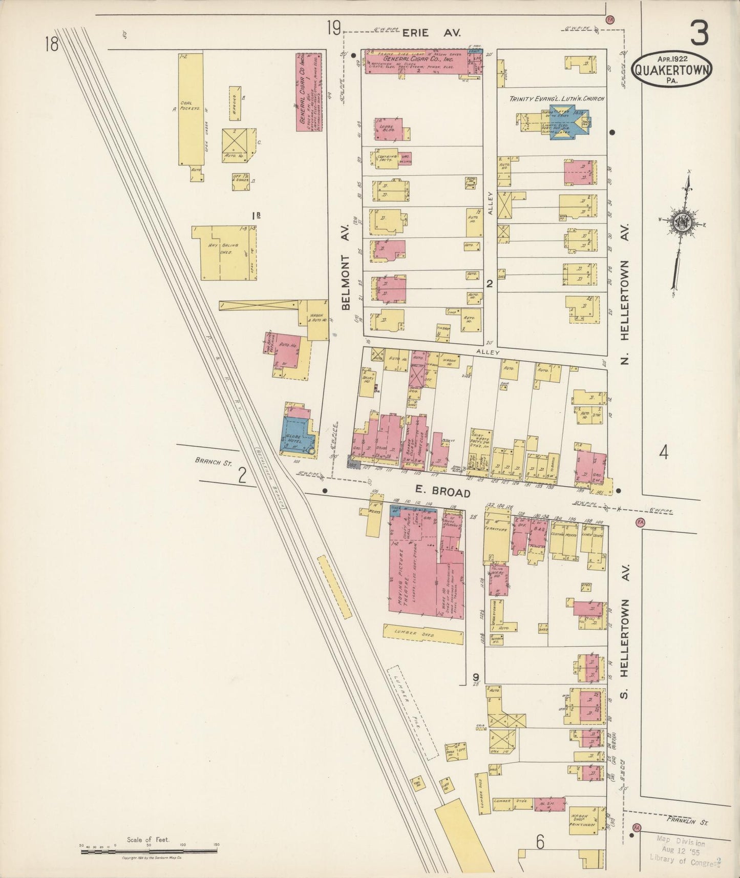 Sanborn Fire Insurance Map from Quakertown, Bucks County, Pennsylvania (1922), Sheet #0003 - Complete Map Set gallery image, historic Sanborn map, vintage wall art, Pennsylvania Pennsylvania