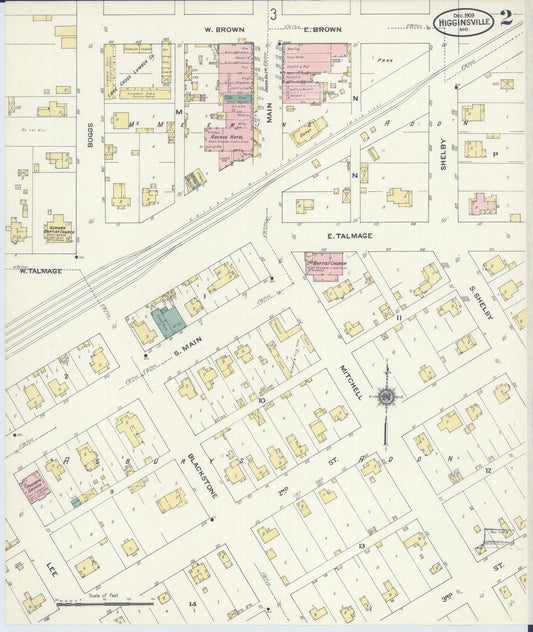 Sanborn Fire Insurance Map from Higginsville, Lafayette County, Missouri (1909), Sheet #0002 - Historic Sanborn Fire Insurance Map Print, vintage old map wall art, antique decor, genealogy gift, Missouri Missouri map
