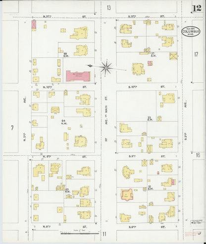 Sanborn Fire Insurance Map from Columbus, Lowndes County, Mississippi (1905), Sheet #0012 - Complete Map Set gallery image, historic Sanborn map, vintage wall art, Mississippi Mississippi
