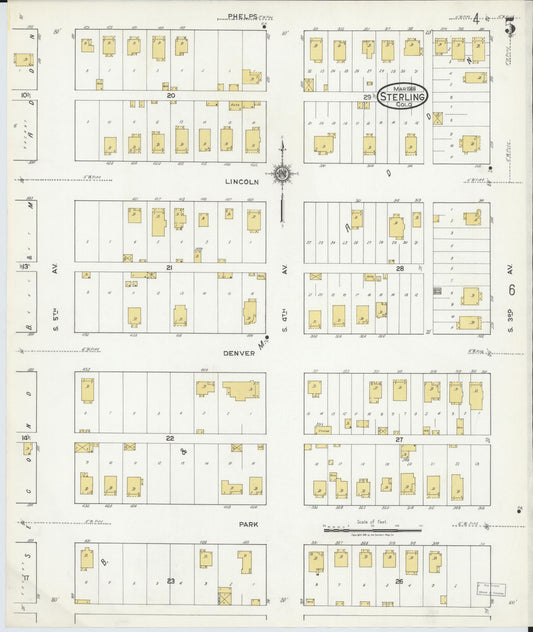 Sanborn Fire Insurance Map from Sterling, Logan County, Colorado (1918), Sheet #0005 - Historic Sanborn Fire Insurance Map Print, vintage old map wall art, antique decor, genealogy gift, Colorado Colorado map