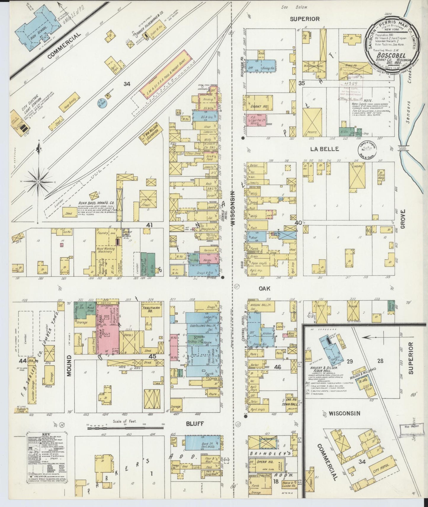 Sanborn Fire Insurance Map from Boscobel, Grant County, Wisconsin (1899), Sheet #0001 - Historic Sanborn Fire Insurance Map Print, vintage old map wall art, antique decor, genealogy gift, Wisconsin Wisconsin map
