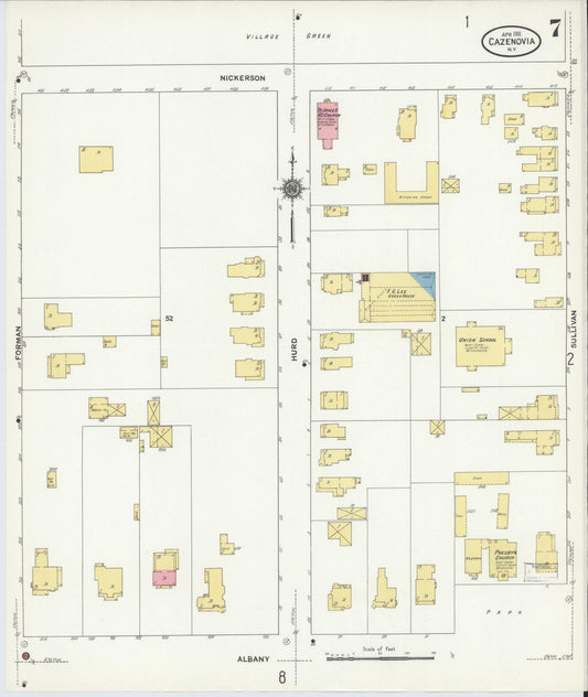 Sanborn Fire Insurance Map from Cazenovia, Madison County, New York (1911), Sheet #0007 - Historic Sanborn Fire Insurance Map Print, vintage old map wall art, antique decor, genealogy gift, New York New York map