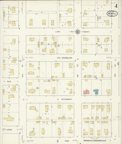 Sanborn Fire Insurance Map from Merrill, Lincoln County, Wisconsin (1913), Sheet #0004 - Complete Map Set gallery image, historic Sanborn map, vintage wall art, Wisconsin Wisconsin
