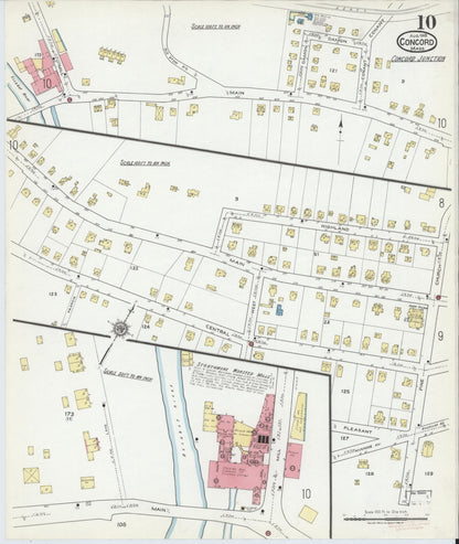 Sanborn Fire Insurance Map from Concord, Middlesex County, Massachusetts (1918), Sheet #0010 - Historic Sanborn Fire Insurance Map Print, vintage old map wall art, antique decor, genealogy gift, Massachusetts Massachusetts map