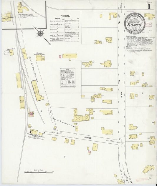 Sanborn Fire Insurance Map from Schoharie, Schoharie County, New York (1909), Sheet #0001 - Historic Sanborn Fire Insurance Map Print, vintage old map wall art, antique decor, genealogy gift, New York New York map