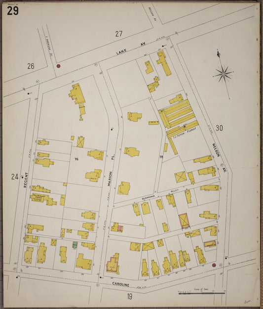 Sanborn Fire Insurance Map from Saratoga, Saratoga County, New York (1900), Sheet #0029 - Historic Sanborn Fire Insurance Map Print, vintage old map wall art, antique decor, genealogy gift, New York New York map