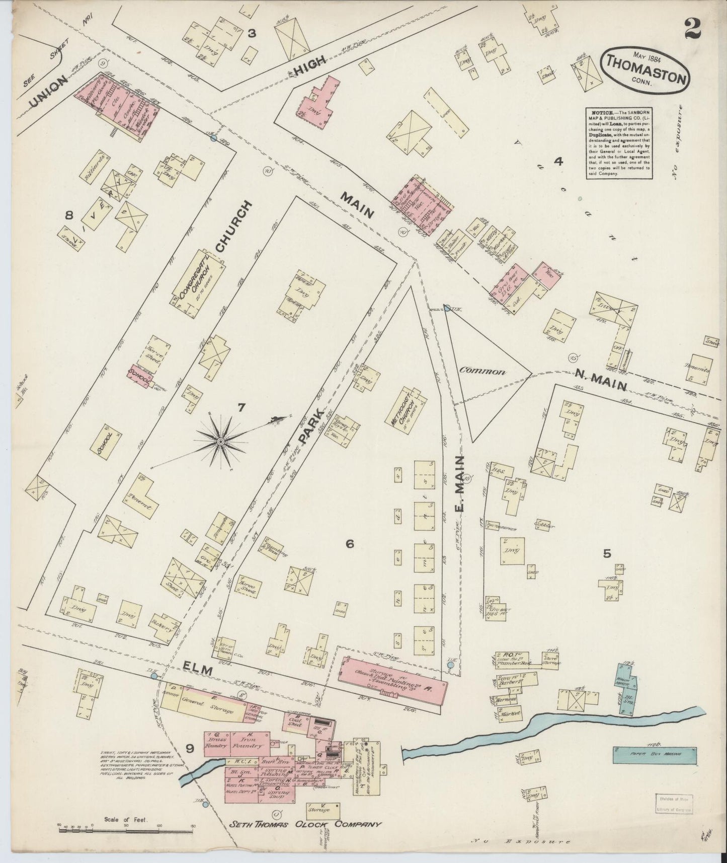 Sanborn Fire Insurance Map from Thomaston, Litchfield County, Connecticut (1884), Sheet #0002 - Complete Map Set gallery image, historic Sanborn map, vintage wall art, Connecticut Connecticut