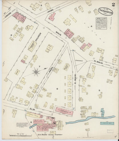 Sanborn Fire Insurance Map from Thomaston, Litchfield County, Connecticut (1884), Sheet #0002 - Complete Map Set gallery image, historic Sanborn map, vintage wall art, Connecticut Connecticut