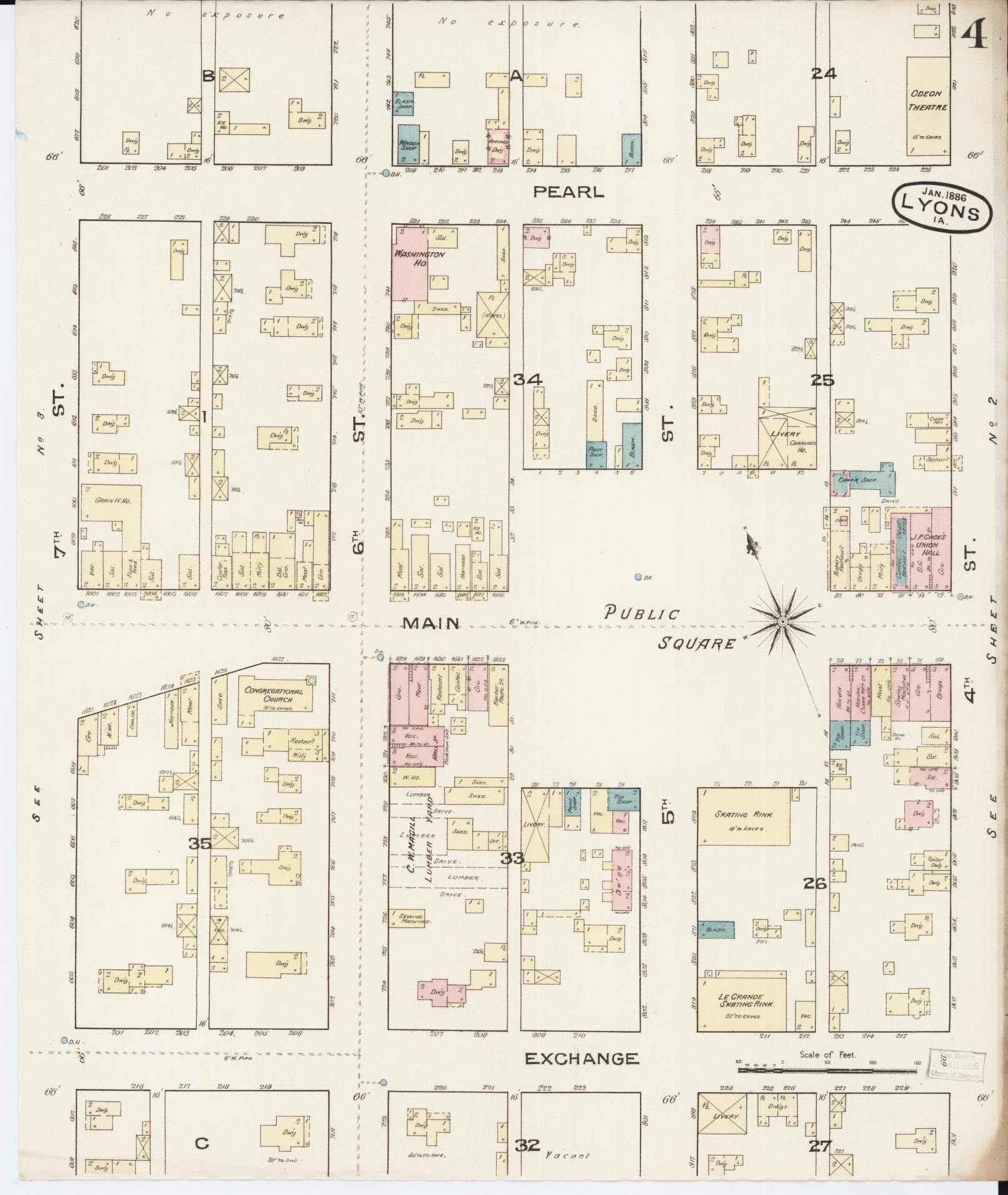 Sanborn Fire Insurance Map from Lyons, Clinton County, Iowa (1886), Sheet #0004 - Historic Sanborn Fire Insurance Map Print