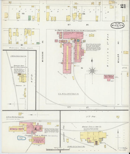 Sanborn Fire Insurance Map from Marion, Grant County, Indiana (1896), Sheet #0021 - Complete Map Set gallery image, historic Sanborn map, vintage wall art, Indiana Indiana