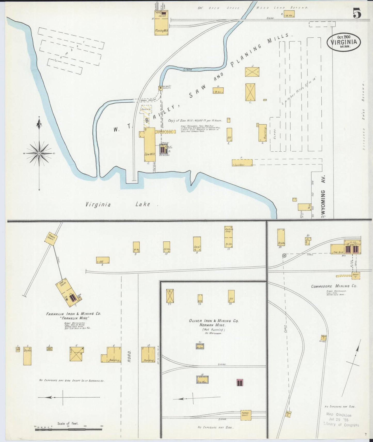 Sanborn Fire Insurance Map from Virginia, Saint Louis County, Minnesota (1900), Sheet #0005 - Complete Map Set gallery image, historic Sanborn map, vintage wall art, Minnesota Minnesota
