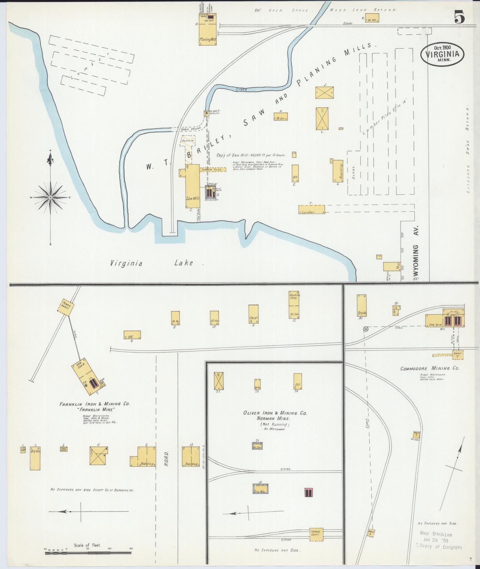 Sanborn Fire Insurance Map from Virginia, Saint Louis County, Minnesota (1900), Sheet #0005 - Complete Map Set gallery image, historic Sanborn map, vintage wall art, Minnesota Minnesota