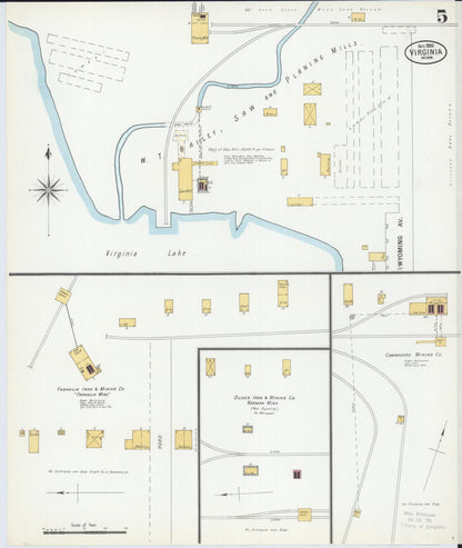 Sanborn Fire Insurance Map from Virginia, Saint Louis County, Minnesota (1900), Sheet #0005 - Complete Map Set gallery image, historic Sanborn map, vintage wall art, Minnesota Minnesota
