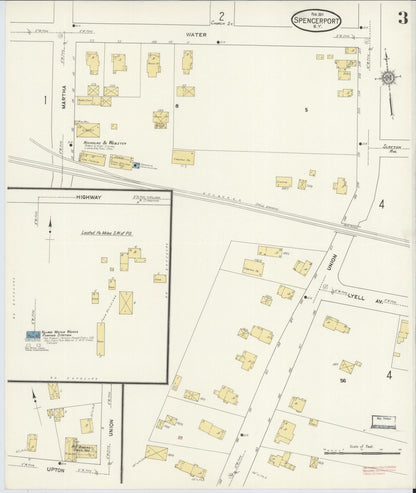 Sanborn Fire Insurance Map from Spencerport, Monroe County, New York (1911), Sheet #0003 - Complete Map Set gallery image, historic Sanborn map, vintage wall art, New York New York
