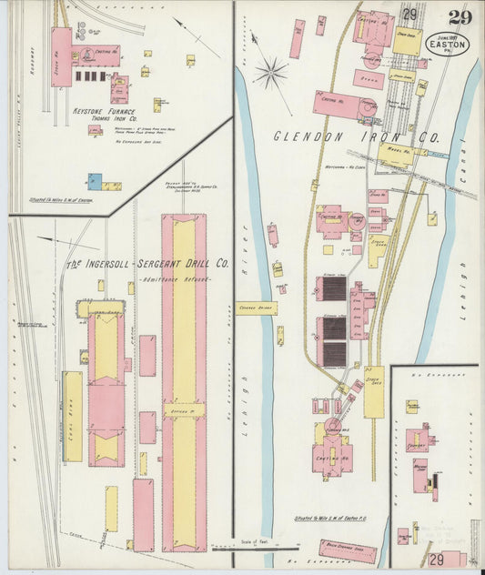 Sanborn Fire Insurance Map from Easton, Northampton County, Pennsylvania (1897), Sheet #0029 - Historic Sanborn Fire Insurance Map Print, vintage old map wall art, antique decor, genealogy gift, Pennsylvania Pennsylvania map