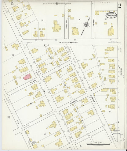 Sanborn Fire Insurance Map from Franklin, Independent Cities, Virginia (1917), Sheet #0002 - Complete Map Set gallery image, historic Sanborn map, vintage wall art, Virginia Virginia