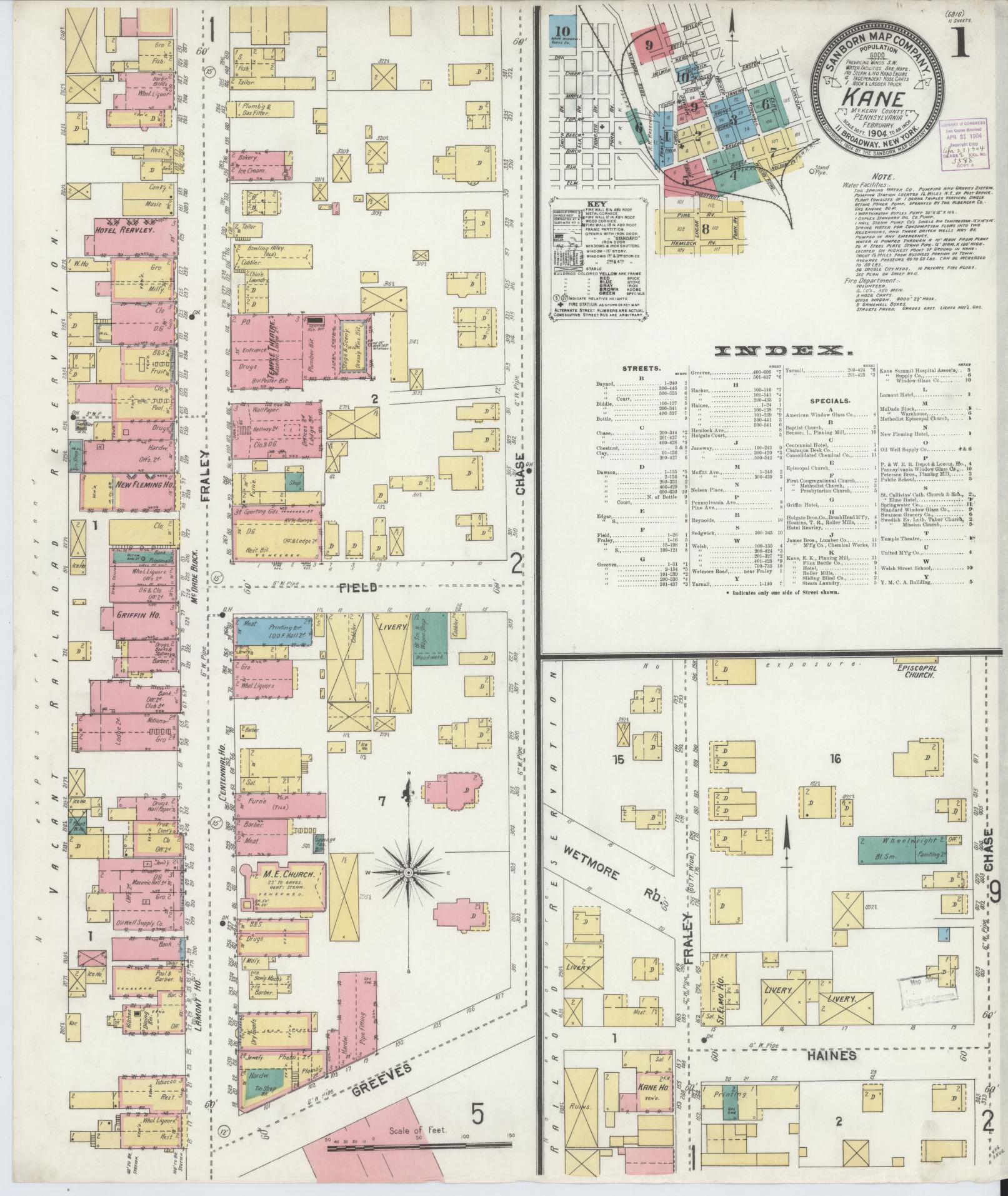 Sanborn Fire Insurance Map from Kane, McKean County, Pennsylvania. (1904) – Historic Sanborn Fire Insurance Map Print