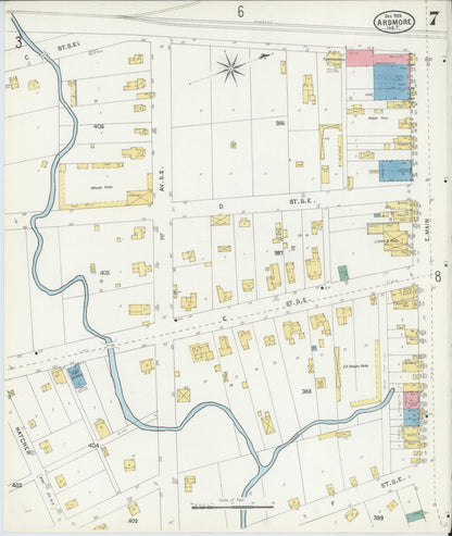 Sanborn Fire Insurance Map from Ardmore, Carter County, Oklahoma (1903), Sheet #0007 - Complete Map Set gallery image, historic Sanborn map, vintage wall art, Oklahoma Oklahoma
