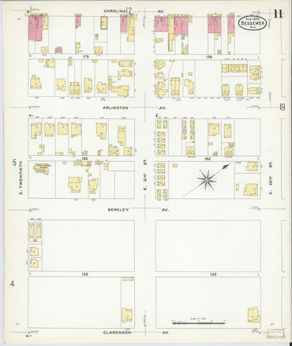 Sanborn Fire Insurance Map from Bessemer, Jefferson County, Alabama (1908), Sheet #0011 - Complete Map Set gallery image, historic Sanborn map, vintage wall art, Alabama Alabama