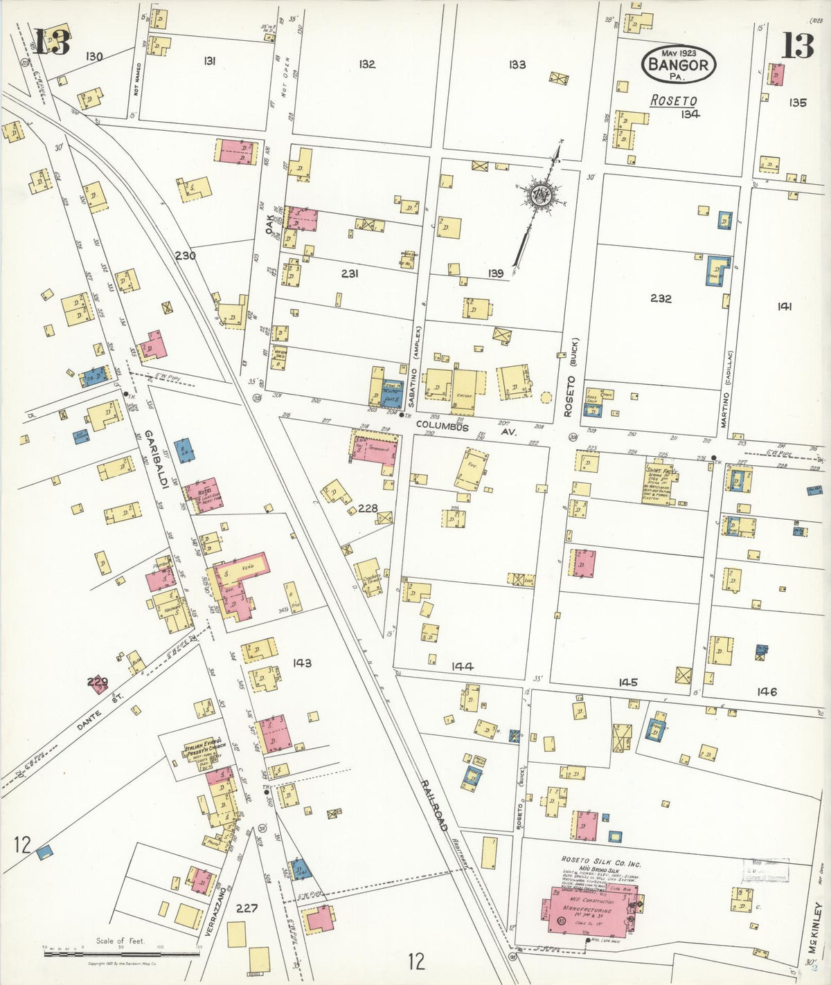 Sanborn Fire Insurance Map from Bangor, Northampton County, Pennsylvania (1923), Sheet #0013 - Complete Map Set gallery image, historic Sanborn map, vintage wall art, Pennsylvania Pennsylvania