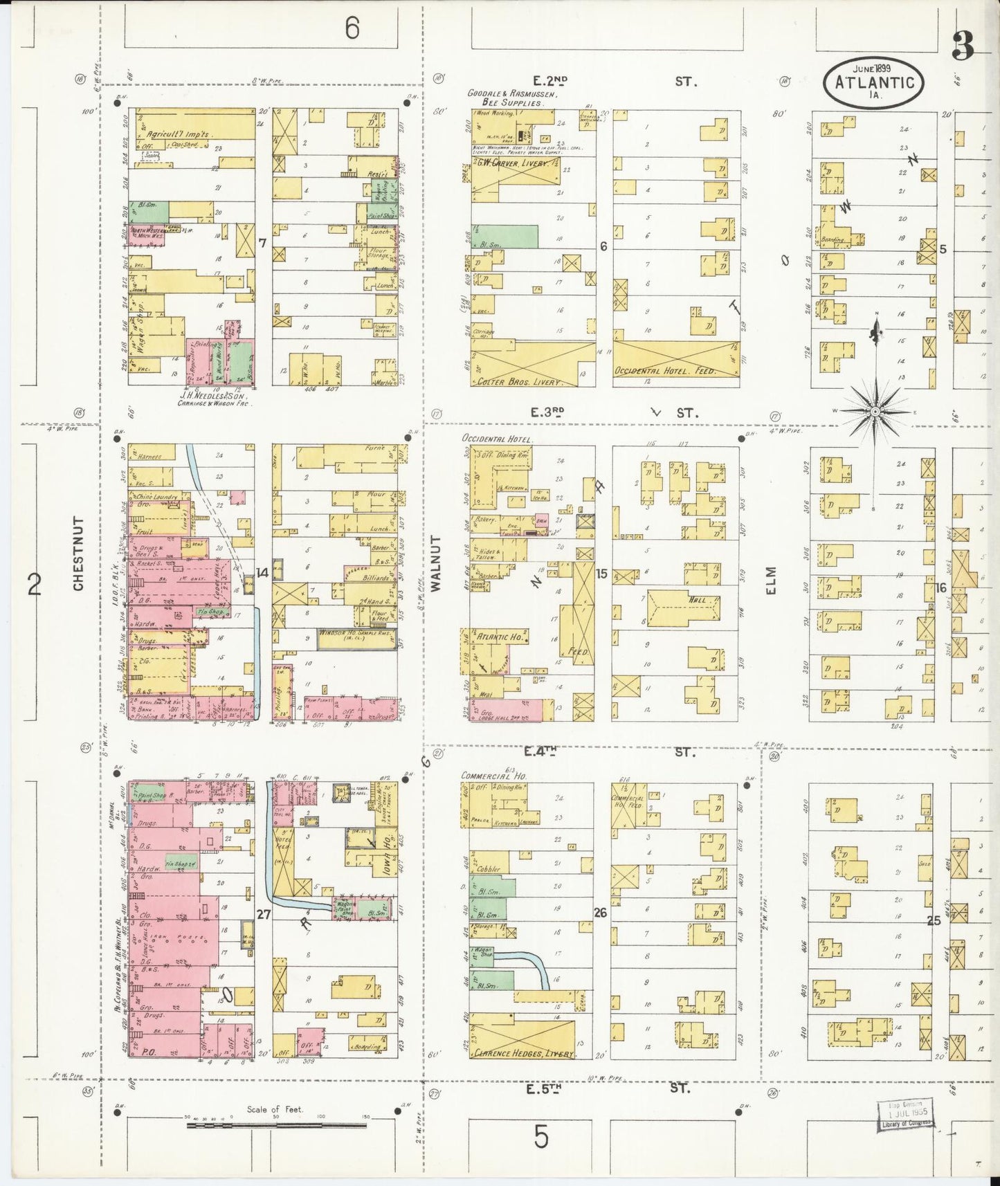 Sanborn Fire Insurance Map from Atlantic, Cass County, Iowa (1899), Sheet #0003 - Historic Sanborn Fire Insurance Map Print, vintage old map wall art