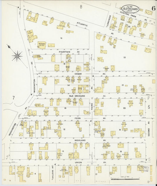 Sanborn Fire Insurance Map from Old Orchard, York County, Maine (1908), Sheet #0006 - Historic Sanborn Fire Insurance Map Print, vintage old map wall art, antique decor, genealogy gift, Maine Maine map