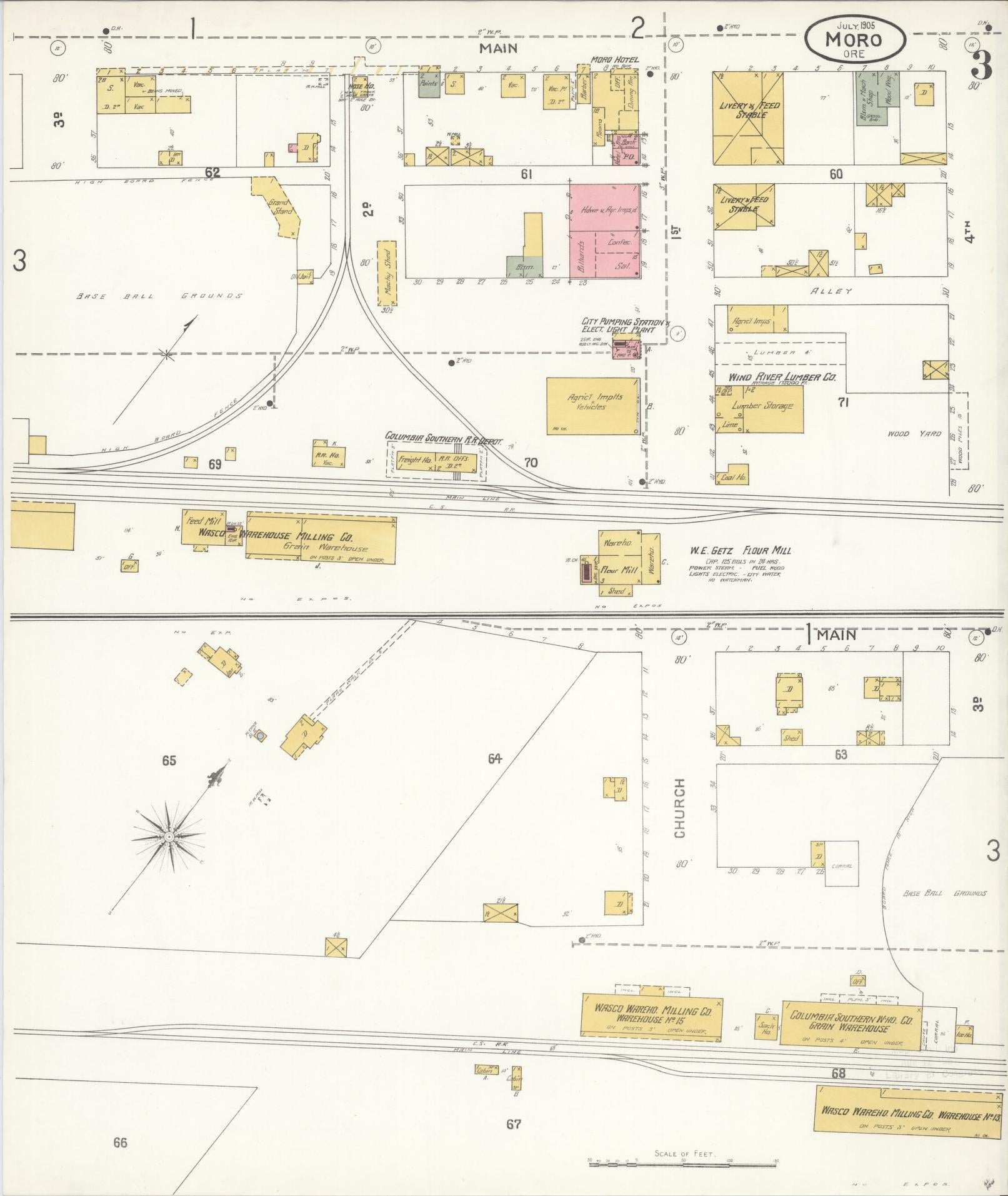 Sanborn Fire Insurance Map from Moro, Sherman County, Oregon (1905), Sheet #0003 - Complete Map Set gallery image, historic Sanborn map, vintage wall art, Oregon Oregon