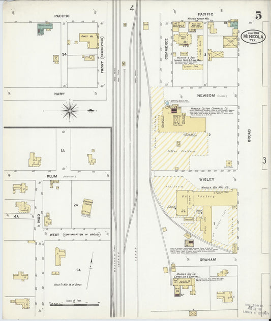 Sanborn Fire Insurance Map from Mineola, Wood County, Texas (1906), Sheet #0005 - Historic Sanborn Fire Insurance Map Print, vintage old map wall art, antique decor, genealogy gift, Texas Texas map