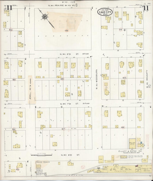 Sanborn Fire Insurance Map from Lake City, Wabasha County, Minnesota (1938), Sheet #0011 - Historic Sanborn Fire Insurance Map Print, vintage old map wall art, antique decor, genealogy gift, Minnesota Minnesota map