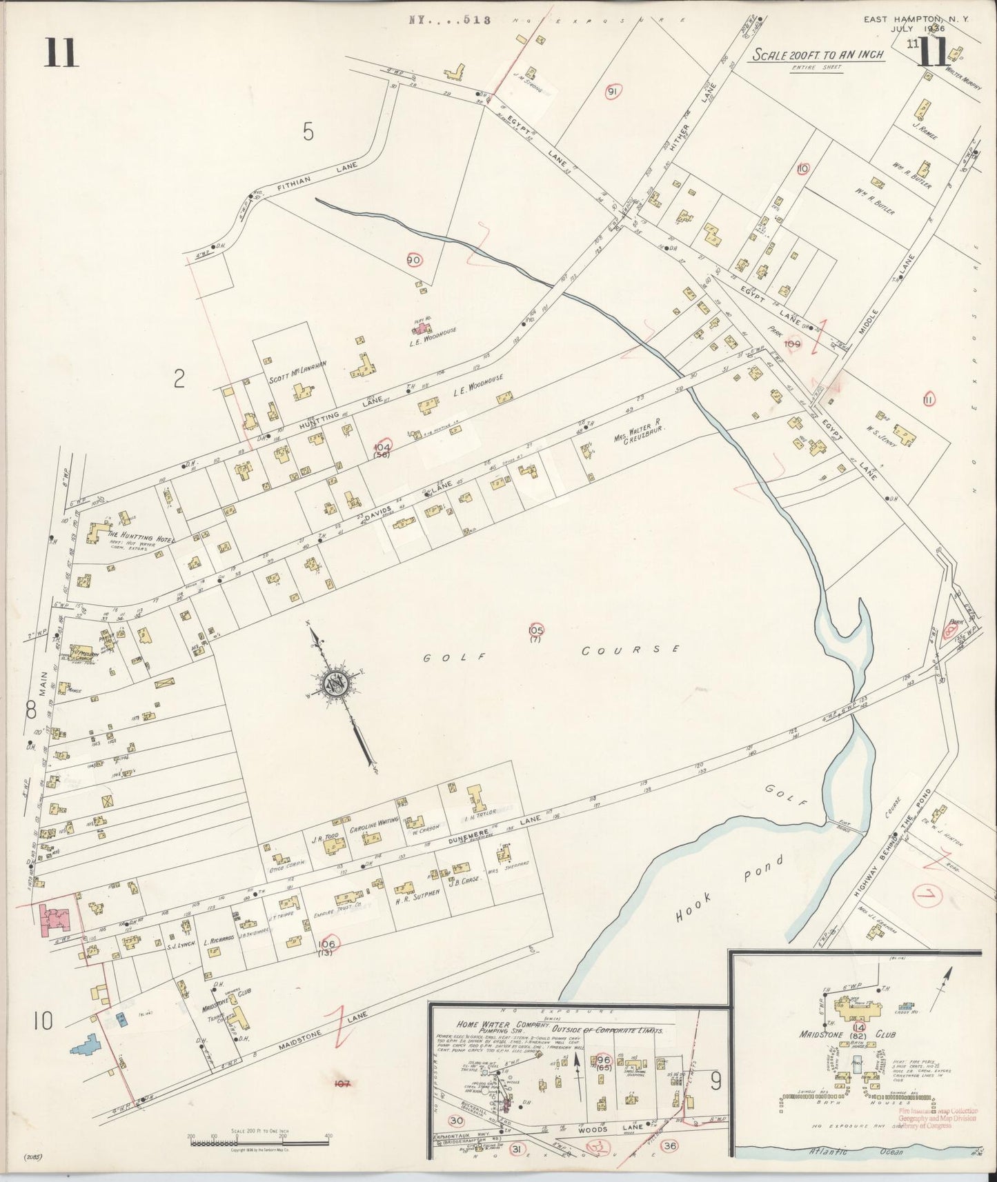 Sanborn Fire Insurance Map from Easthampton, Suffolk County, New York (1943), Sheet #0011 - Complete Map Set gallery image, historic Sanborn map, vintage wall art, New York New York