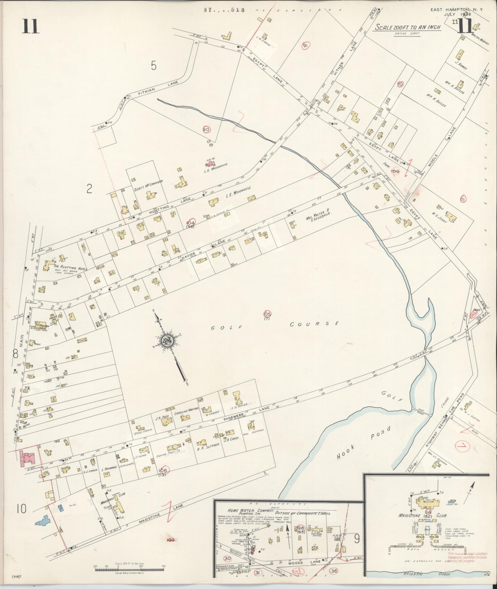 Sanborn Fire Insurance Map from Easthampton, Suffolk County, New York (1943), Sheet #0011 - Complete Map Set gallery image, historic Sanborn map, vintage wall art, New York New York