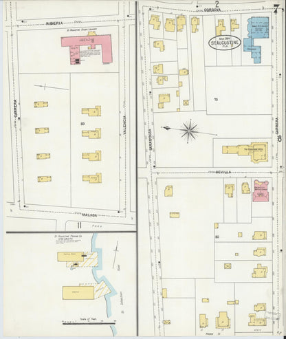 Sanborn Fire Insurance Map from Saint Augustine, Saint John's County, Florida (1904), Sheet #0007 - Historic Sanborn Fire Insurance Map Print, vintage old map wall art, antique decor, genealogy gift, Florida Florida map