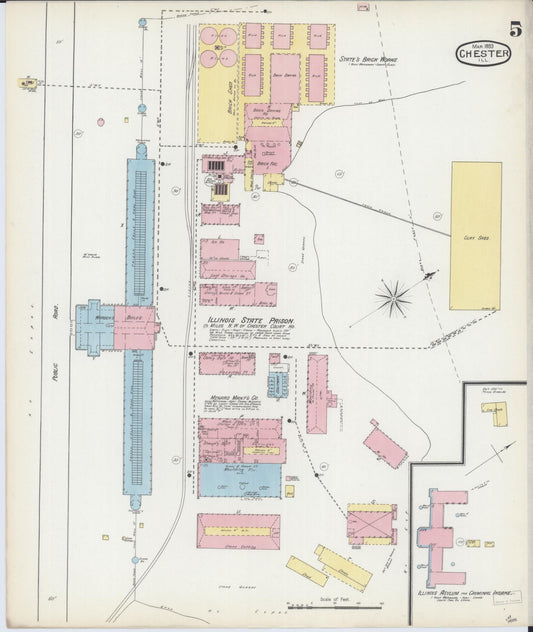 Sanborn Fire Insurance Map from Chester, Randolph County, Illinois (1893), Sheet #0005 - Historic Sanborn Fire Insurance Map Print, vintage old map wall art, antique decor, genealogy gift, Illinois Illinois map