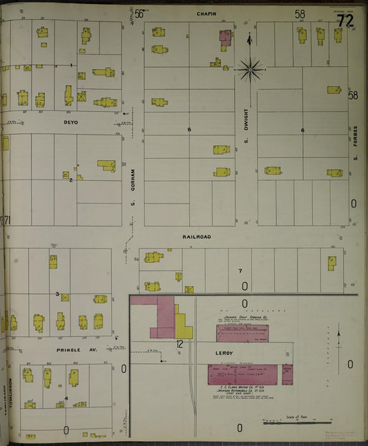 Sanborn Fire Insurance Map from Jackson, Jackson County, Michigan (1907), Sheet #0072 - Historic Sanborn Fire Insurance Map Print, vintage old map wall art, antique decor, genealogy gift, Michigan Michigan map