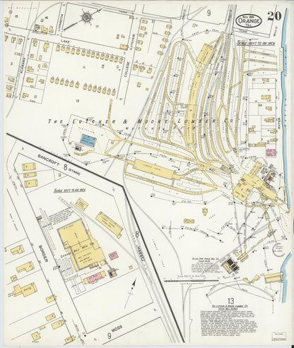 Sanborn Fire Insurance Map from Orange, Orange County, Texas (1919), Sheet #0020 - Historic Sanborn Fire Insurance Map Print, vintage old map wall art, antique decor, genealogy gift, Texas Texas map