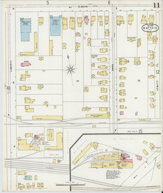 Sanborn Fire Insurance Map from Batavia, Genesee County, New York (1896), Sheet #0011 - Historic Sanborn Fire Insurance Map Print, vintage old map wall art, antique decor, genealogy gift, New York New York map