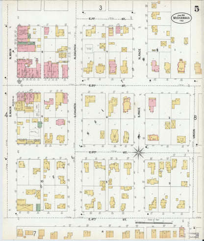 Sanborn Fire Insurance Map from Mishawaka, Saint Joseph County, Indiana (1901), Sheet #0005 - Complete Map Set gallery image, historic Sanborn map, vintage wall art, Indiana Indiana