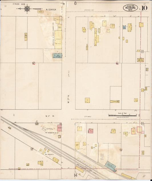 Sanborn Fire Insurance Map from Rexburg, Madison County, Idaho (1943), Sheet #0010 - Historic Sanborn Fire Insurance Map Print, vintage old map wall art, antique decor, genealogy gift, Idaho Idaho map