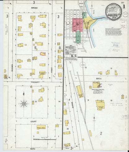 Sanborn Fire Insurance Map from Harbor Beach, Huron County, Michigan (1900), Sheet #0001 - Complete Map Set gallery image, historic Sanborn map, vintage wall art, Michigan Michigan